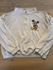 Vintage 80’s Mickey Mouse Disney 1/4 Pull Over Zip One Size (See Measurements) picture