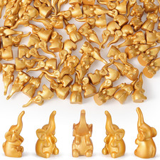 100 Pcs Mini Gold Elephant Figurines, Miniature Resin Elephant Figurines picture