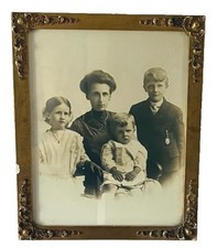 1932 Antique Ornate Gold Gesso Wood Frame 13x16 Salem Ohio Grover Family Photo picture