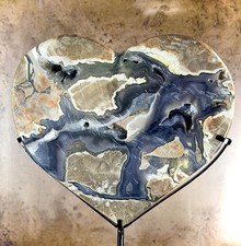 Volcano Agate Heart on Stand - Large 45cm UV Reactive Fluorescent Crystal Sla... picture