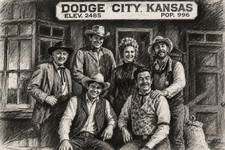 Cast of Classic Cowboy Western TV Show Gunsmoke Charcoal Art Print 8x10 picture