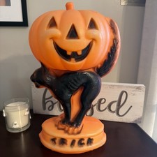 Vintage Halloween Pumpkin Jack-O-Lantern Black Cat Mold Trick Or Treat 14