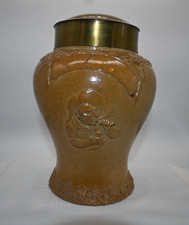 ANTIQUE SALT GLAZED STONEWEAR TOBACCO JAR 19TH C. picture