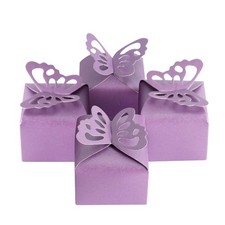50pcs Purple Butterfly Favor Boxes Girl Baby Shower Butterfly Candy Box Decor... picture