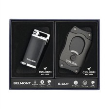 Colibri Belmont Single Torch Lighter & S-Cut Cigar Cutter Set Black picture