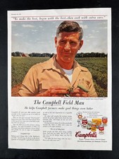 1956 Campbell's Soup The Campbell Field Man Arden Rathbun Full Page Print AD picture