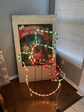 VINTAGE SUPER RARE MR CHRISTMAS SNOWMAN 48x33 CHRISTMAS LIGHT SCULPTURE W/STAND picture