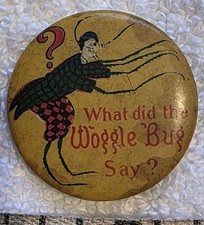 Antique 1904 What Did Woggle Bug Say Pinback Button Wizard Of Oz Frank Baum picture