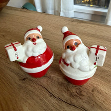 Vintage Holt Howard Santa Salt Pepper Shakers Japan MCM Christmas 3” picture