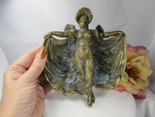 Rare Antique Art Nouveau Loie Fuller Dancer Brass Ring Dish, Jewelry Dish picture