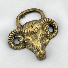Brass Horse Medallion Vintage English Pony Mini Sheep Ram Head Parade Harness picture