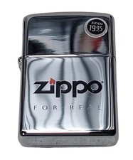 ZIPPO 2003 ZIPPO FOR REAL LOGO & FLAME POLISHED CHROME LIGHTER SEALED UNFIRED  picture