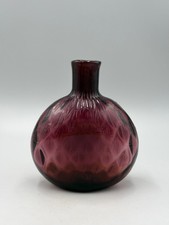 Vintage Stiegel‑Style Amethyst Hand Blown Pocket Flask Bottle, USA 1960‑1980s  picture