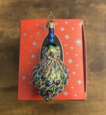 Christopher Radko In Living Color Vintage Jeweled 3” Peacock Retired picture