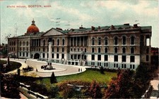 State House Boston Mass Vintage Postcard 1c Stamp WOB Franklim Government Cancel picture