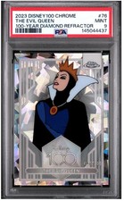 2023 Topps Chrome Disney 100 The Evil Queen Diamond Refractor /100 PSA 9 #76 picture