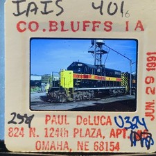 IAIS Iowa Interstate Railroad 401 Diesel Locomotive 1991 35mm Slide Co. Bluffs picture