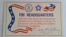 1976 FBI Headquarters Bicentennial Tour Card Clarence Kelley picture