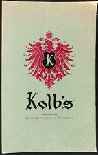 Kolb's Menu New Orleans Restaurant Large Scarce c1960-65 South Charles St.  picture