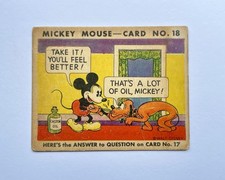 1935 Mickey Mouse Gum Card R89 TYPE 2 - #18 - RARE - Mickey & Pluto picture