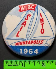 Vintage 1964 Sail Into Minneapolis Sailing Pinback Pin picture