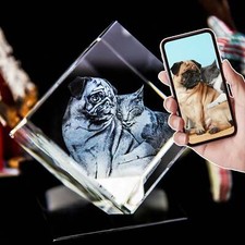 3D Photo Crystal Diamond Custom Laser Etched Print Personalized Engraved Picture picture