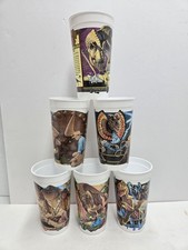 6x Vintage 1993 Jurassic Park Mcdonalds Cup Set Velociraptor Triceratops  picture