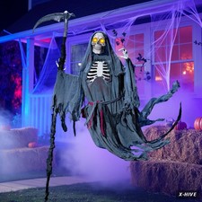 6 Ft Flying Grim Reaper Animated Halloween Decorations 6 Ft, Black picture