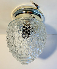 1950 Hobnail Clear Glass Acorn  Shape Shade with a later model Ceiling Fixture picture