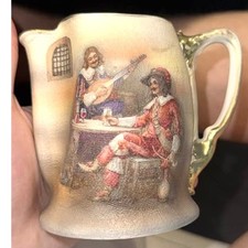Antique Royal Bayreuth Bavaria Tapestry Pinch Pitcher Tavern Scene 1900 picture