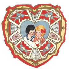 Vintage Heart Shaped Valentine Folded Card Whitney Made Worcester, MASS picture