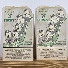 2 Vtg Quarter Savers Little Chief For A Fast 5 Bucks Athens Federal Savings Bank picture