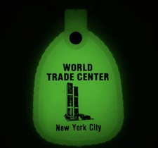 World Trade Center Keychain Glow in the Dark Tag w/Ring Pre 9/11 Twin Towers NYC picture