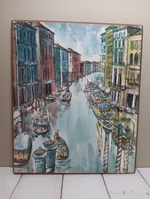Venice Italy Mid Century Wooden Wall PlaqueThe Grand Canal  9.5
