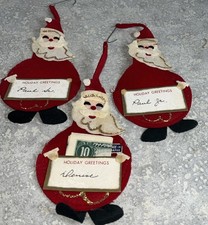 Vintage Japan 1950-60s 3-Felt SANTA'S MONEY Holder Decoration Felt 7”Tall-661 picture