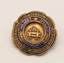 Vintage 10K Gold Filled Cooperative Extension Service HD Pin Home Family picture
