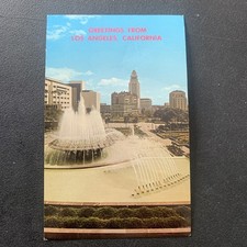 Vintage Postcard Civic Center Mall & Fountain City Hall Los Angeles California picture
