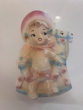 Rubens 676M Vintage Ceramic Baby Cowgirl Nursery Planter No Cracks Crazing. Rare picture