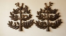 VTG 2 HOMCO Tree Of Life MCM Folk Art Kitsch Decor Wall Plaque 14