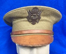 WWI WW1 AEF  US Army Officers Uniform Visor Hat Cap ~ Named picture