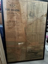 1887 Port Ballona Los Angeles California Antique Map Harbor Railroad Lithograph picture