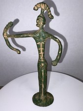 Vintage Ashanti Akan Bronze Warrior Figure Ghana African Tribal Art 6.25” picture