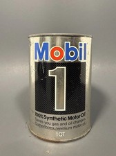 Vintage Mobil 1 100% Synthetic Motor Oil 1 Qt Composite Can Empty Advertising picture