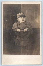c1910's Baby Boy Gold Star Coffee Hat Studio RPPC Photo Antique Postcard picture