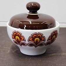 Vintage Winterling Bavaria Covered Sugar Bowl Brown Orange Floral Retro Germany picture