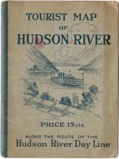 1923 Foldout Tourist Map Of Hudson River, Hudson River Day Line Route, over 100