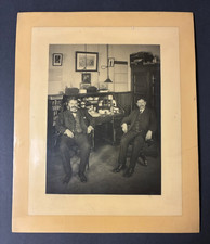 Early 20th Century Office Photograph Encased in Clear Lucite Block - RARE picture