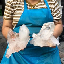 2Pcs 5.47LB Natural White Clear Quartz Crystal Cluster Rough Healing Specimen picture