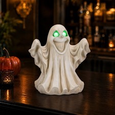 Halloween Ghost Figurine - LED Light Up with Glowing Eyes - White picture