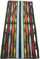VTG Terry Beach Towel 1970's MCM Fish Geometric ANTHONY’S Hong Kong 32” x 64” picture